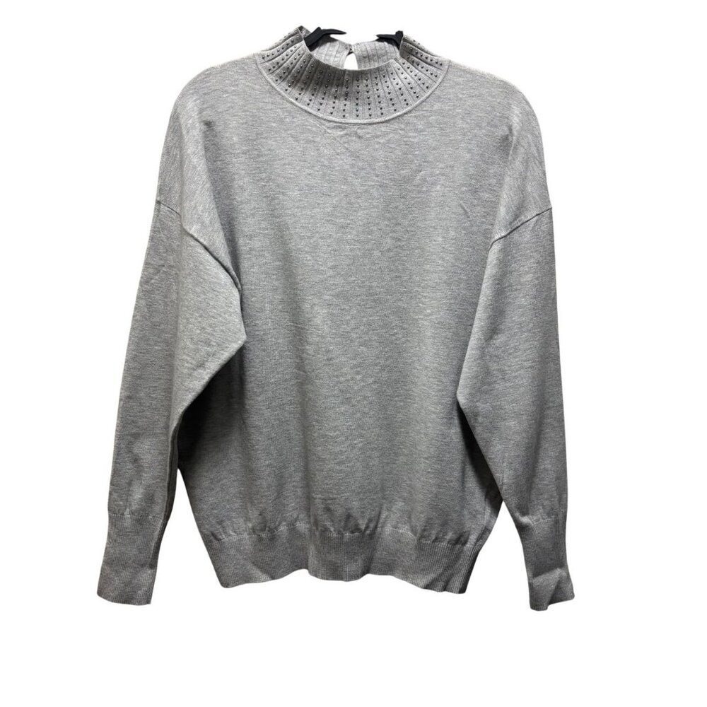 Ted Baker Womens Gray Sweater With Studded Collar & Keyhole Back Size 3
